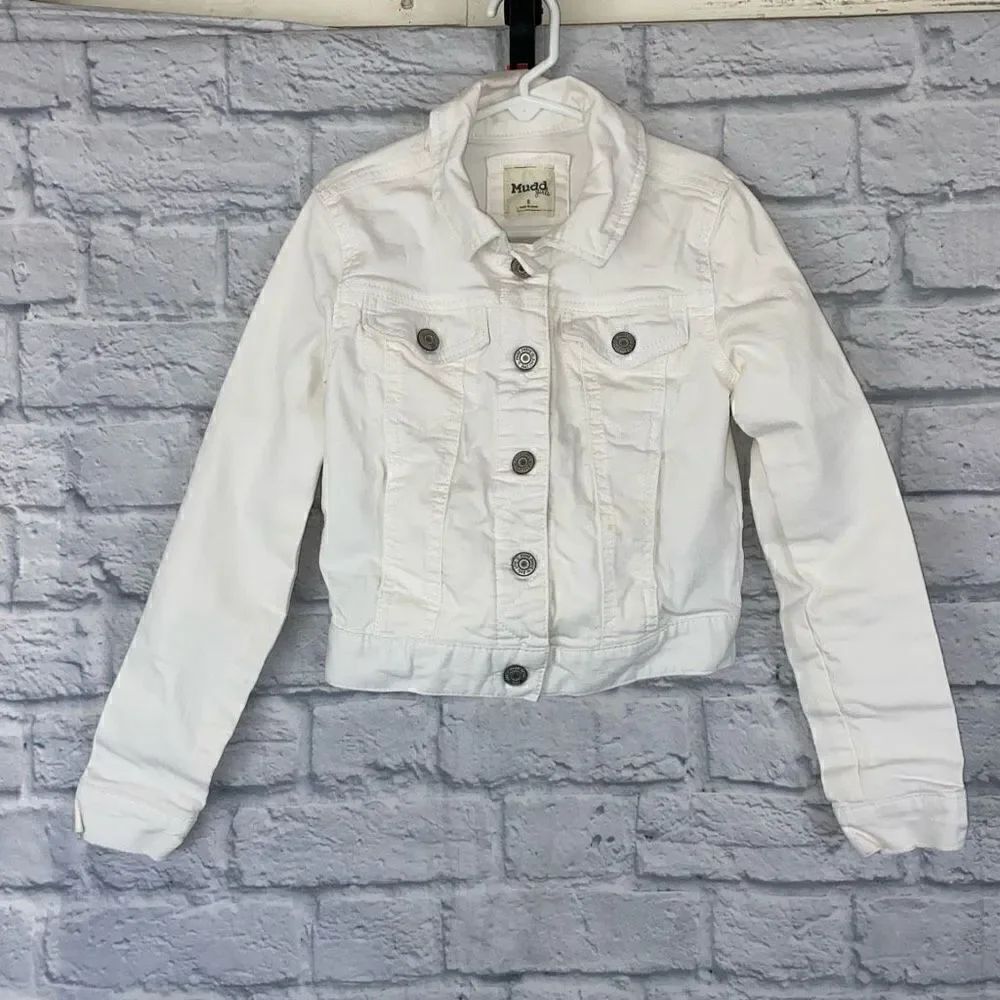 Mudd girls button up Longsleeve white jean jacket sz 8